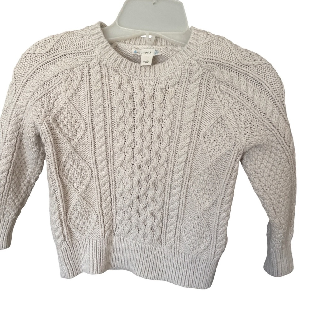 J. Crew Crewcuts Boys Kids' cable-knit fisherman sweater size XXS (2-3) ivory